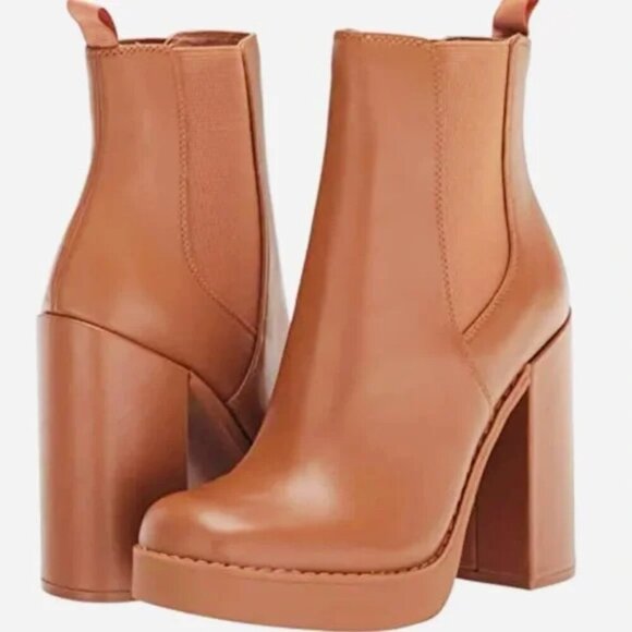 NEW GB Gianni Bini Ah-Mazed Leather Block Heel Platform Booties - Picture 4 of 4